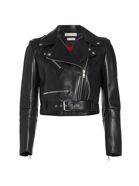 Alexander Mcqueen - Leather Crop Biker Jacket