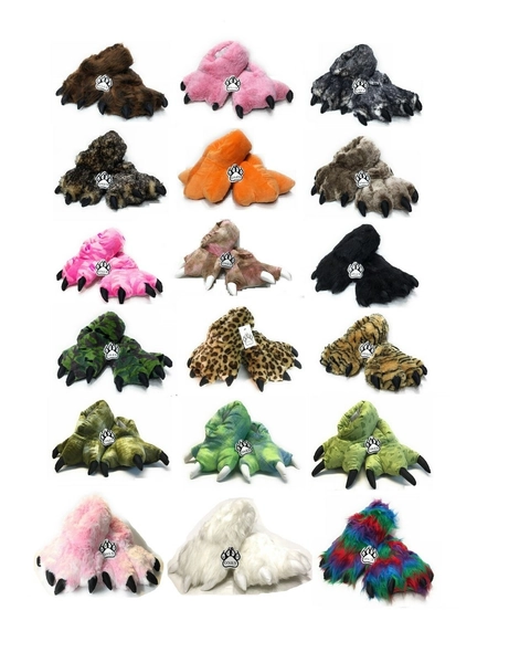 Wild Ones Furry Animal Claw Slippers for Toddlers, Kids and Adults