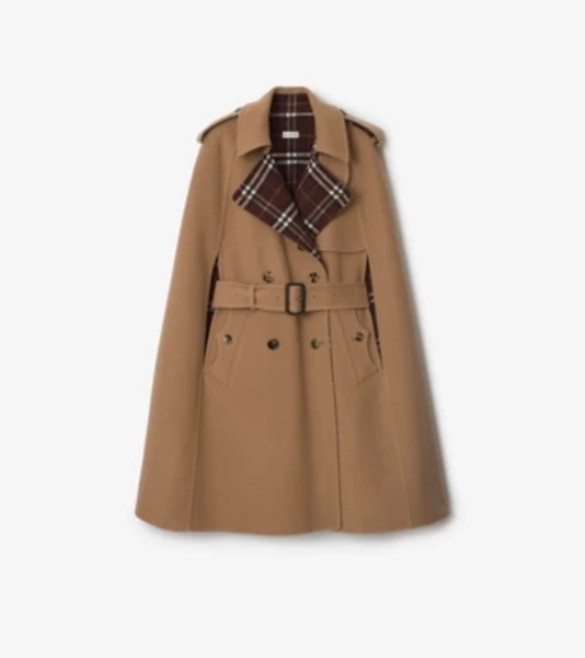 Wool Belmont Trench Cape in Camel brown/treacle brown - Women | Burberry® Official