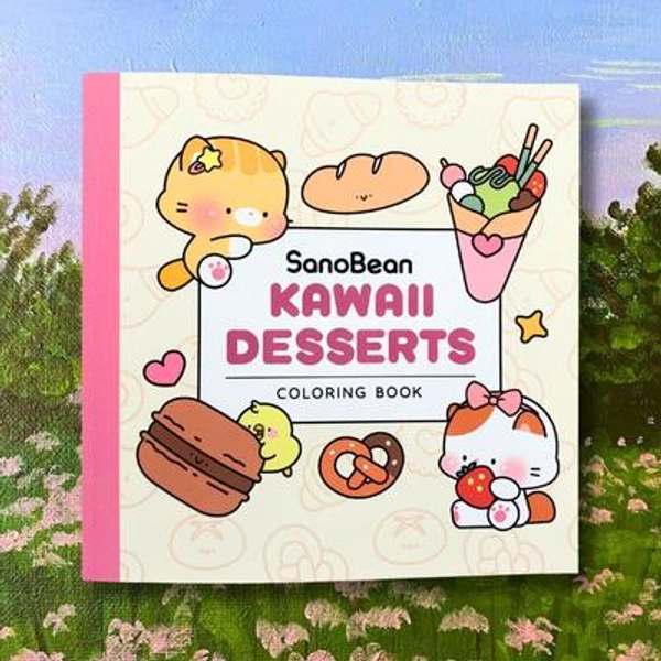SanoBean Kawaii Dessert Coloring Book - Sweet & Simple Dessert-Themed Coloring for Adults and Kids, Cozy and Cute Designs