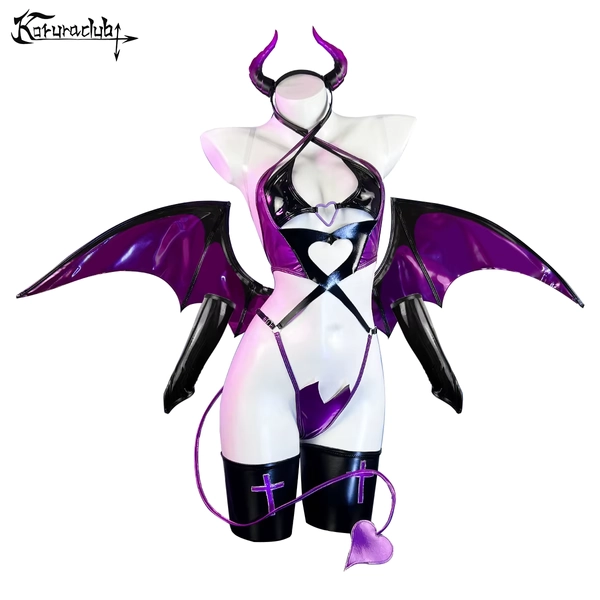 KORURACLUB dames smexy paarse kleine duivel cosplay kostuum rode vleermuisvleugels polyurethaan lingerie - AliExpress 200000532