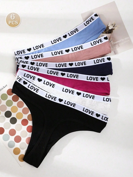 6pcs/Pack Women's Seamless Thong Panties