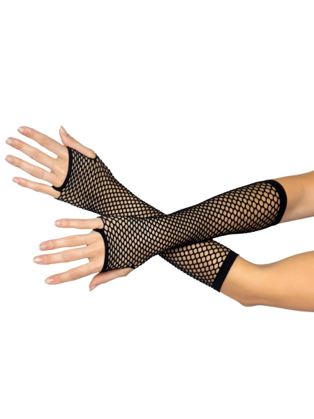Triangle Net Fingerless Arm Warmer Gloves - Black / One Size