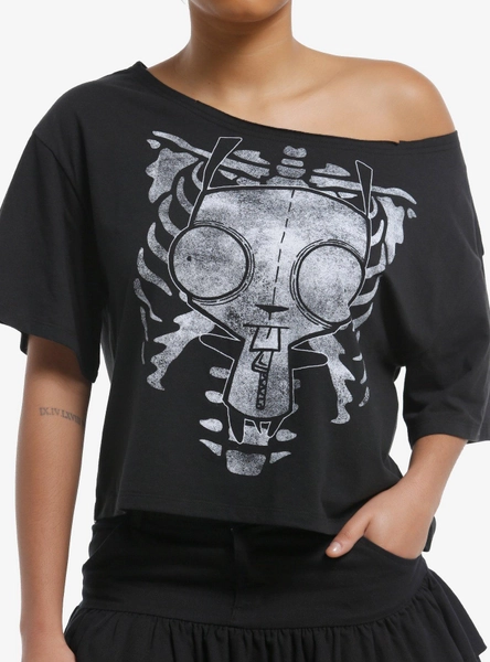 Invader Zim GIR Rib Cage Girls Off-The-Shoulder T-Shirt