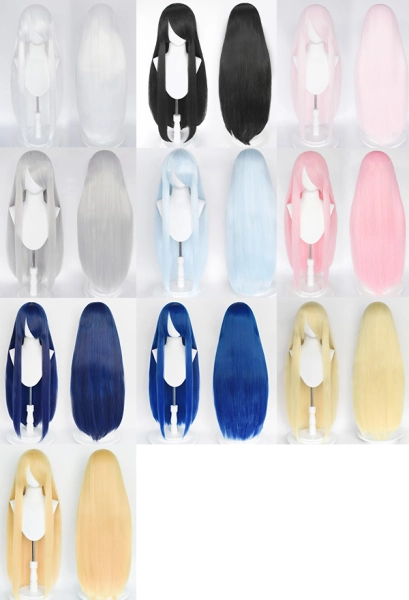 Multicolor Optional Long Straight Wig with Long Bangs Cosplay Wig B