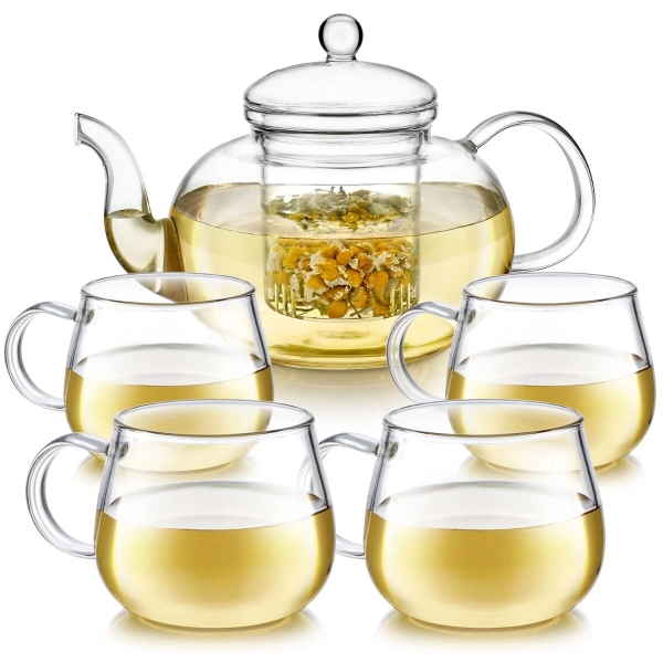 Blossoms Glass Teapot & Cup Set