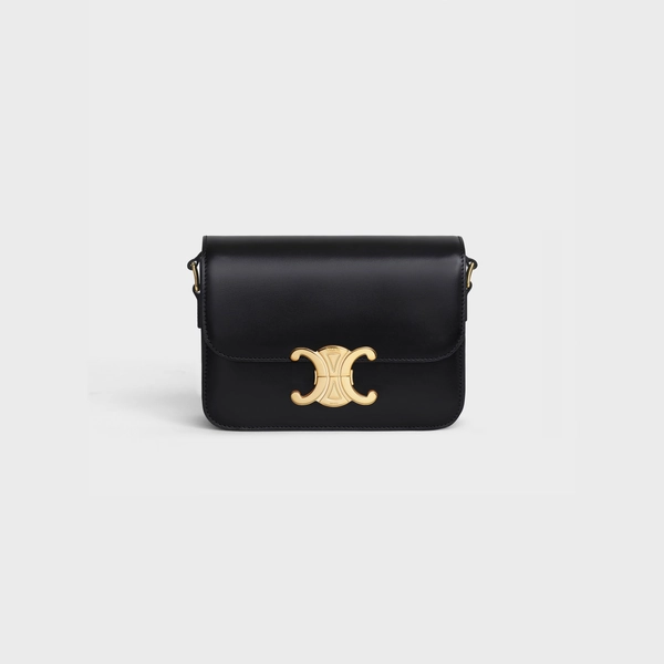 TEEN TRIOMPHE BAG IN SHINY CALFSKIN - BLACK | CELINE