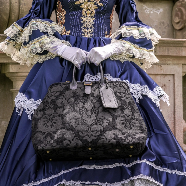 Handcrafted Mary Poppins Bag-Carpet Weekender-Carpet Travel Bag-Duffel Bag-Victorian Blossom Black/Black