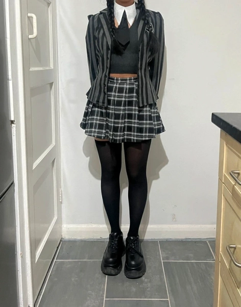 Dolls Kill Goth School Girl Wednesday Inspired Costume Set