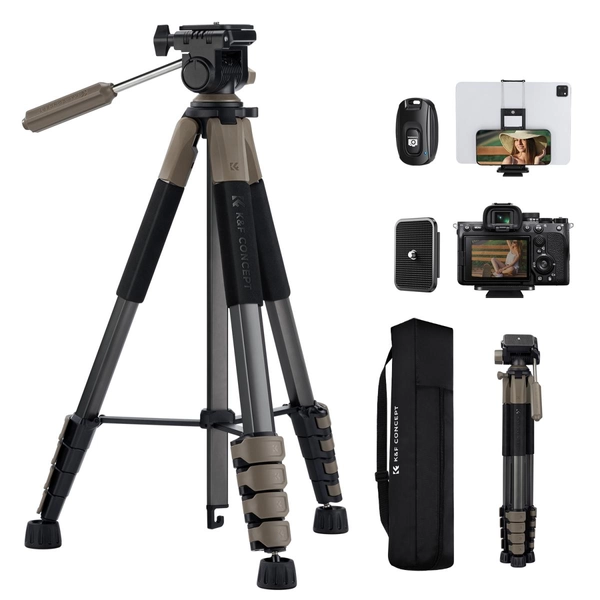 75" Lightweight Portable Travel Outdoor DSLR Tripods for Camera Phone Video Recording Grey