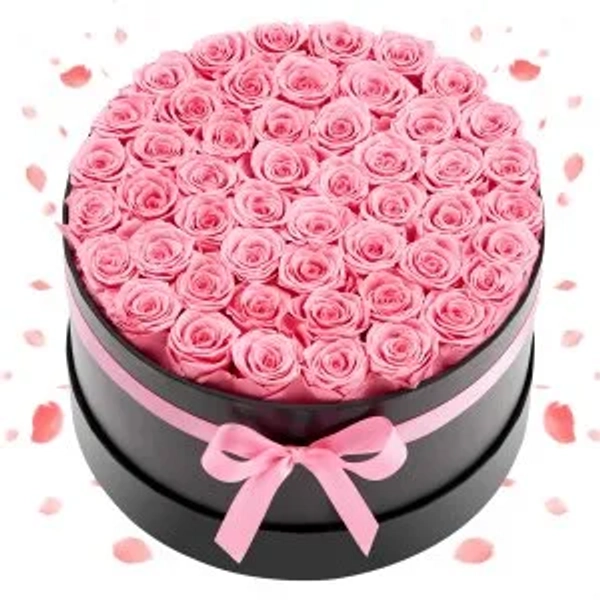 VEVOR Forever Flowers, 50 Preserved Roses in a Box, Eternal Flowers Immortal Bouquet Birthday Present for Delivery Prime Women Her Wife Mothers, Anniversary, Valentine's Day,Christmas, Sweet Pink