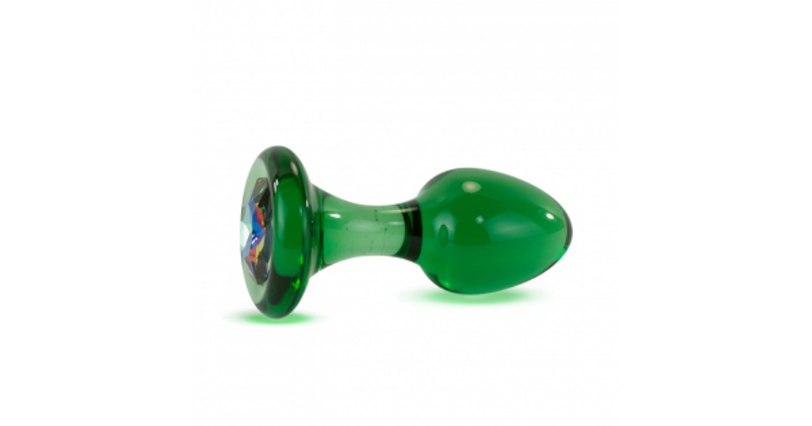 Emerald Green Glass Plug with Crystal