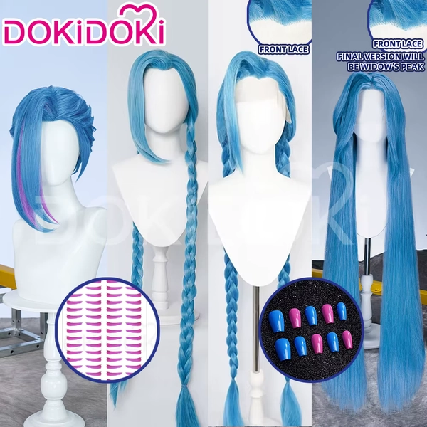 En STOCK Jinxx Vii Caitlynn peluca juego Cosplay DokiDoki mujeres pelo largo Jinxx Cosplay moño peluca tatuaje - AliExpress 200000532