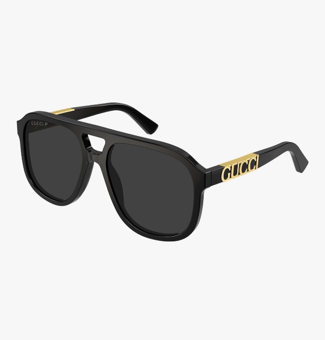Gucci 001 Black/Grey Pilot Polarized Sunglasses