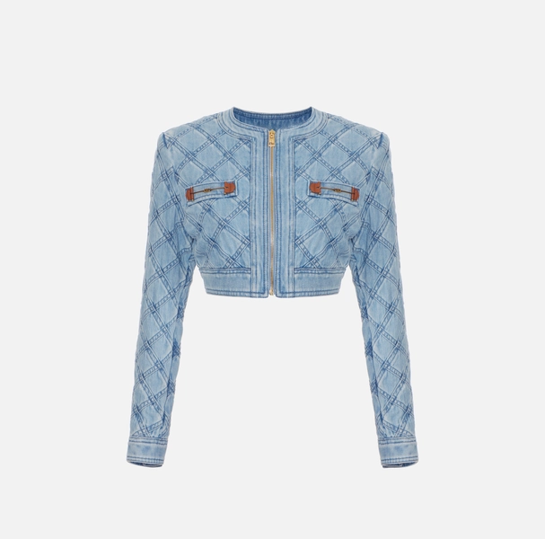 Giacca in denim con losanghe