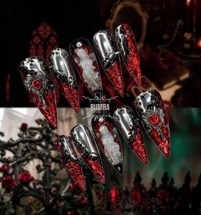 Cathedral Long Stiletto Press On Nails