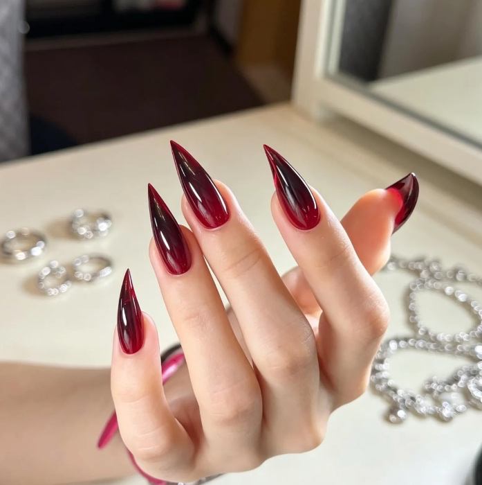 Blood Red Cat Claw Press-On Nails