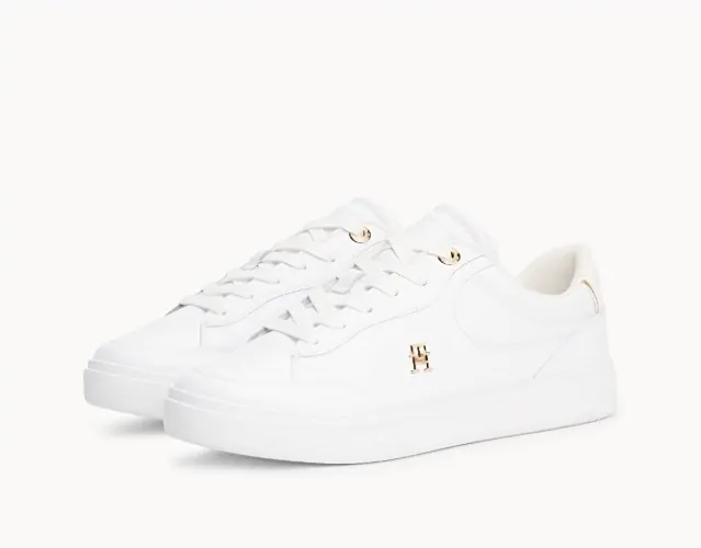 Leather TH Monogram Court Trainers