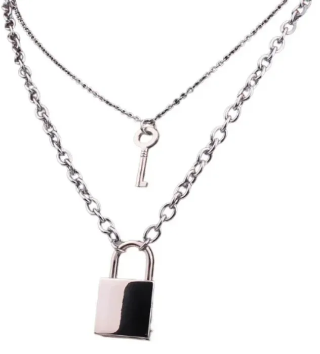 Black choker necklace with decorative key