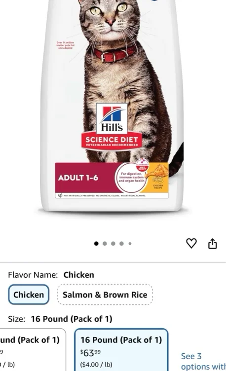 Hill's Science Diet Adult 1-6 Dry Cat Food, Chicken, 16 lb. Bag