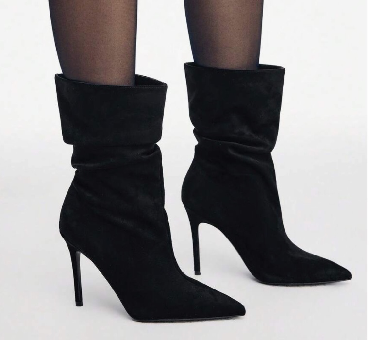 Black suede stiletto boots