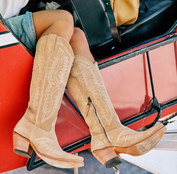Tall Taupe Cowboy Boots