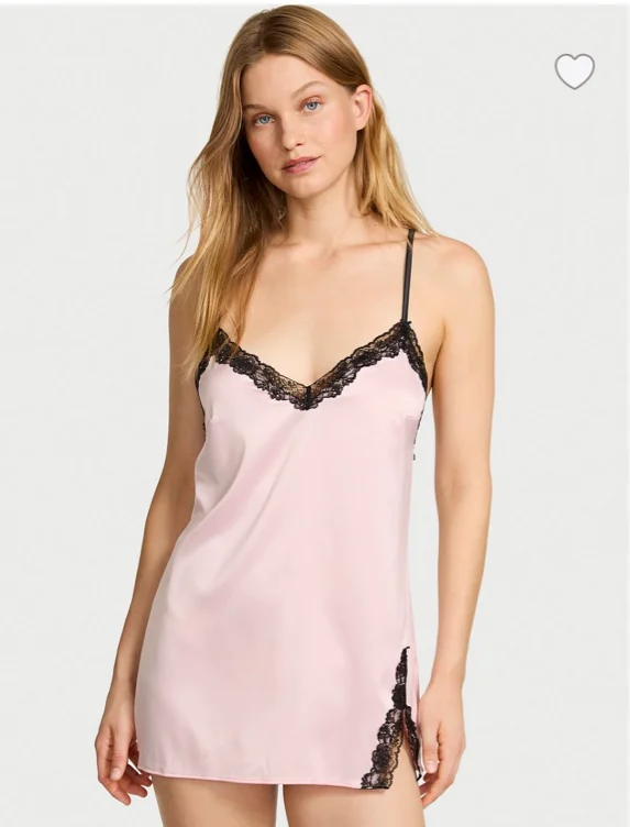 Satin Lace-Trim Mini Slip
