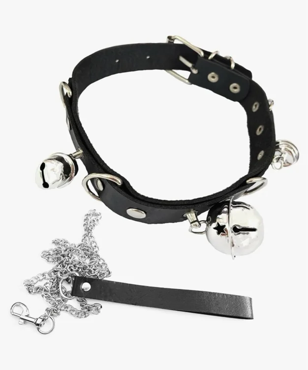 CIXVOEMK Gothic Heart Pendant Choker Necklace with Chain, Black Leather Collar, Silver Metal Hardware - Black Set-H