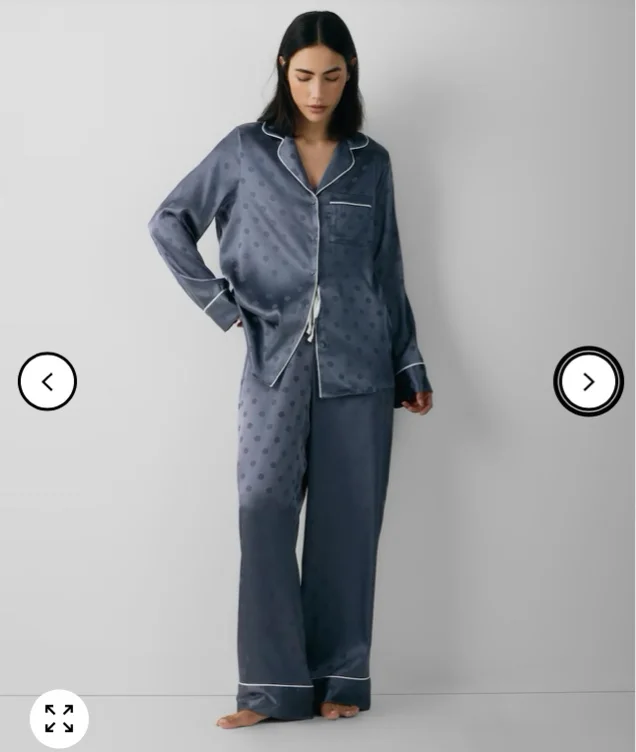 F&F CoolEase™ Satin Polka Dot Pyjama Set in Blue