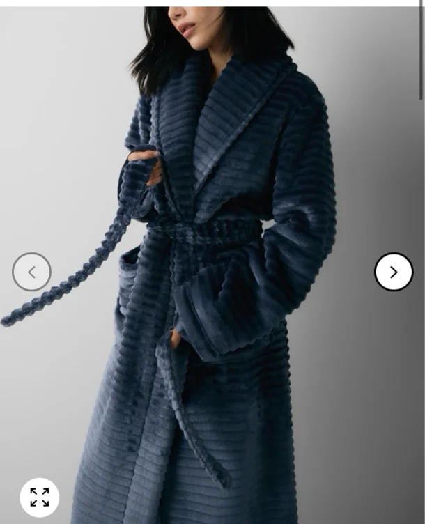 F&F Fleece Textured Dressing Gown in Blue