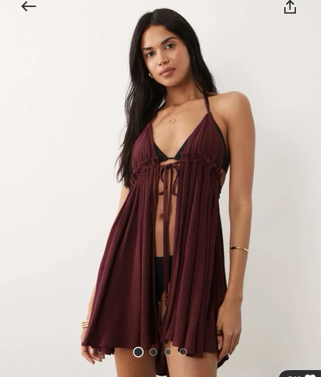 Beach tie front halterneck mini cover up