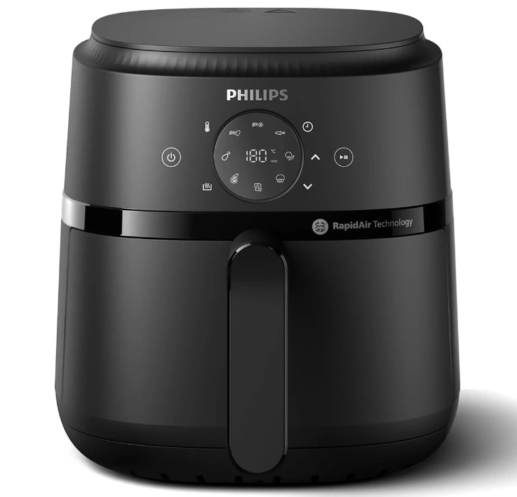  Philips Airfryer 2000 Series Heißluftfritteuse, 4,2L, Digitaler Touchscreen, 13 Garoptionen, 9 voreingestellte Funktionen, 90% weniger Fett mit RapidAir Technologie, 1500W Leistung, Schwarz (NA229/00) 