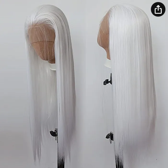 Towarm Snow White Synthetic Lace Front Wig for Women - Long Straight Lace Front Synthetic Wig with Pre-Plucked Natural Hairline and Baby Hair for Cosplay and Daily Wear - White