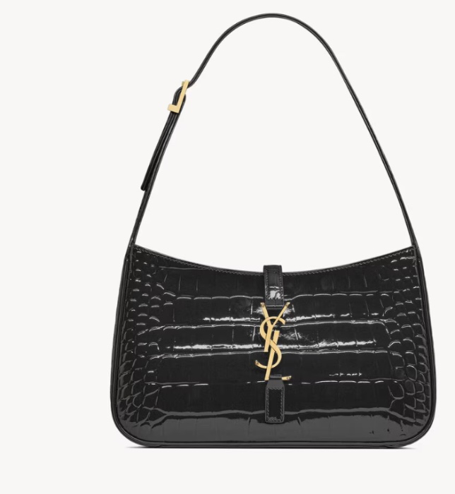 YSL LE 5 À 7 IN CROCODILE-EMBOSSED PATENT LEATHER