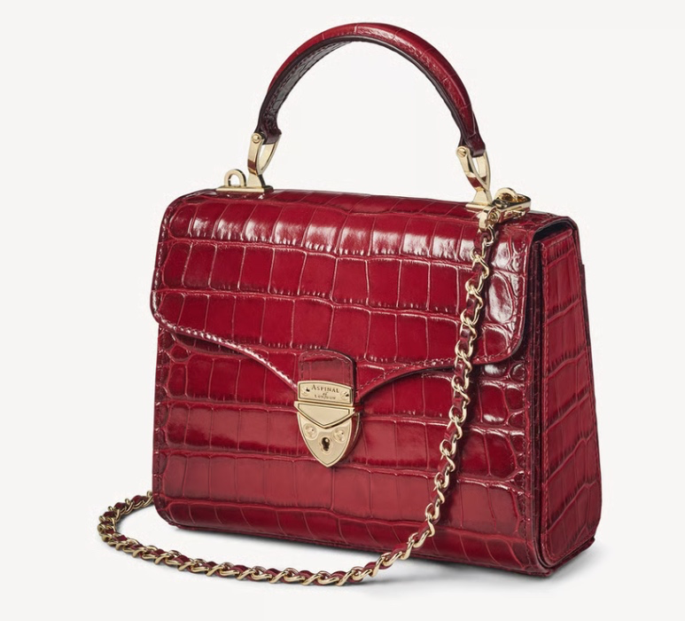 Aspinal of London Midi Mayfair® Deep Shine Cherry Ombre Croc