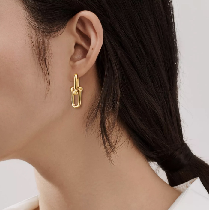 Tiffany HardWear Large Link Earrings in Yellow Gold