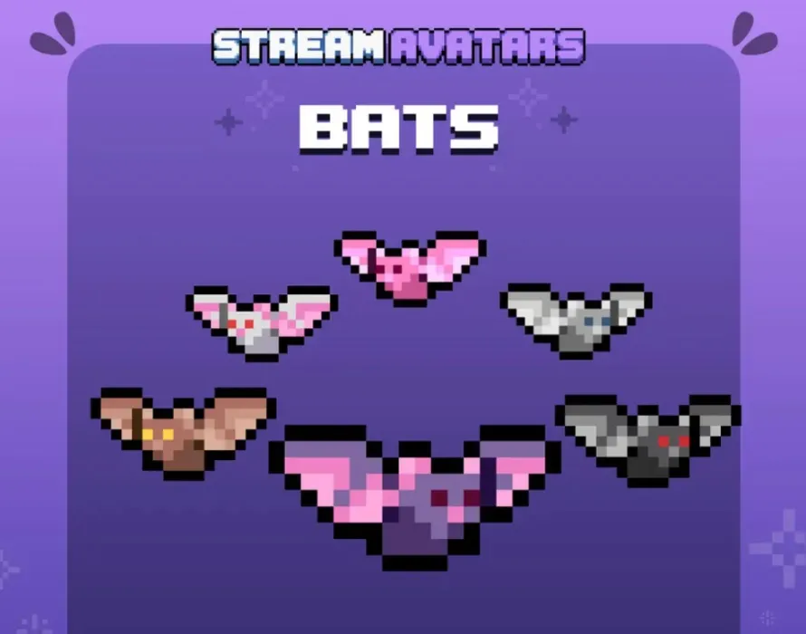 Pixel Bat Stream Avatars for Twitch: Interactive Viewer Pets