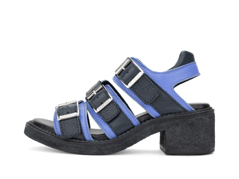 Dawdler - Black/Blue | Triple-Strap Slingback Sandals | Fluevog Shoes