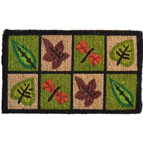 HomeRoots 18" X 30" Brown Coir Leaves Outdoor Door Mat