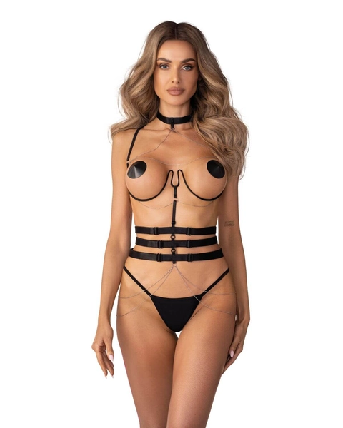 Harness nero con catene Premisis – Obsessive premium