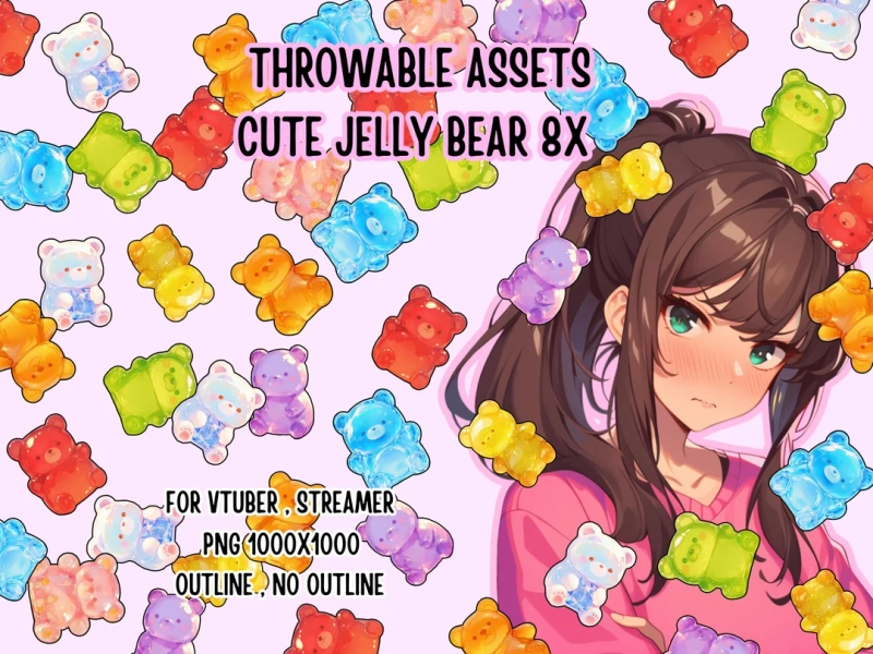 Throwable Assets Cute Jelly Bear 8x ,2D Digital Assets,stream Decoration,cute Throwable,vtuber Assets, Playful Vtuber Assets,streamer Assets - Etsy Canada
