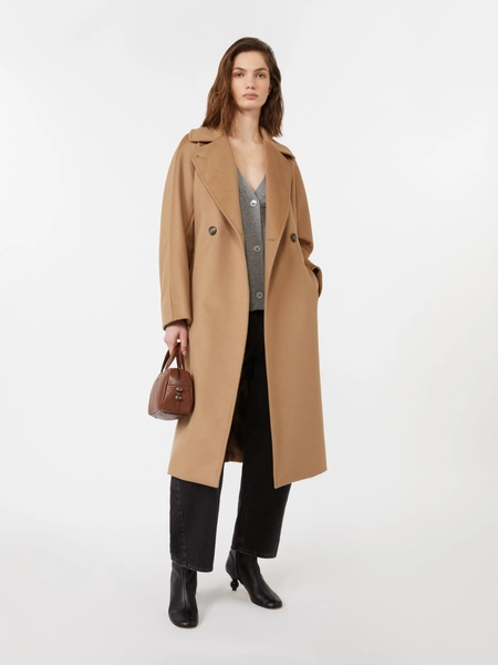 Double-breasted wool midi coat - CAMEL size 2