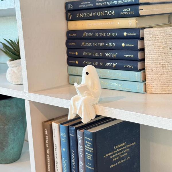 Cute Ghost Reading Figurine
