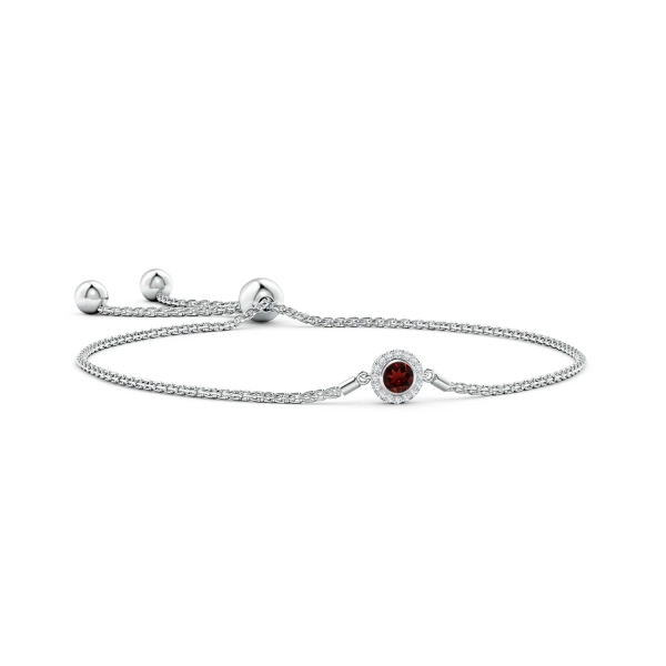 Bezel-Set Garnet Bracelet with Diamond Halo