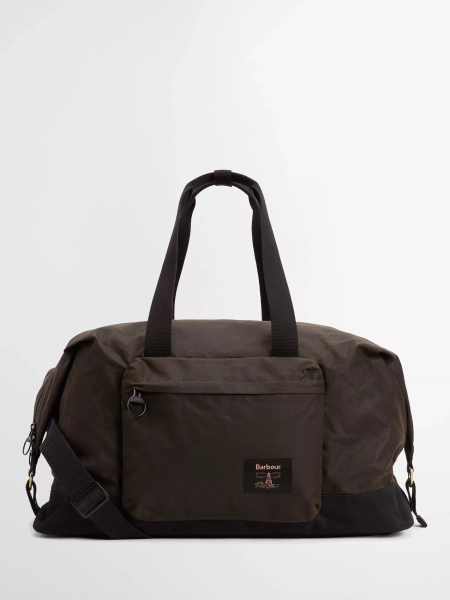 Barbour Field Waxed Holdall Bag, Olive/Black