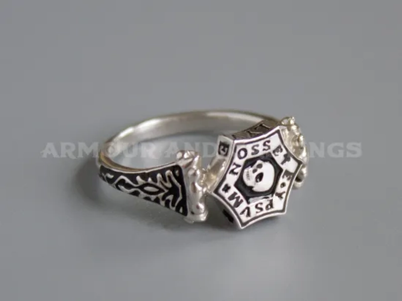 Silver memento mori ring ER35