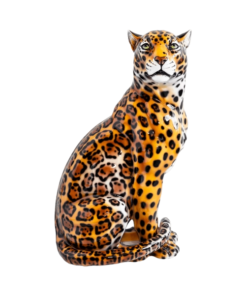 ALEXANDER 88CM CERAMIC LEOPARD SCULPTURE