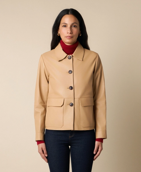 Brooks Brothers Giacca Camicia In Pelle - Donna Cappotti E Giubbotti Naturale M M