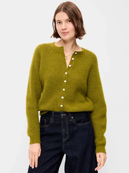 Cozy Crew-Neck Wool-Blend Cardigan