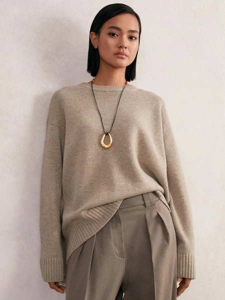 Reiss Stone Ella Wool-Cashmere Crew-Neck Jumper Size Medium